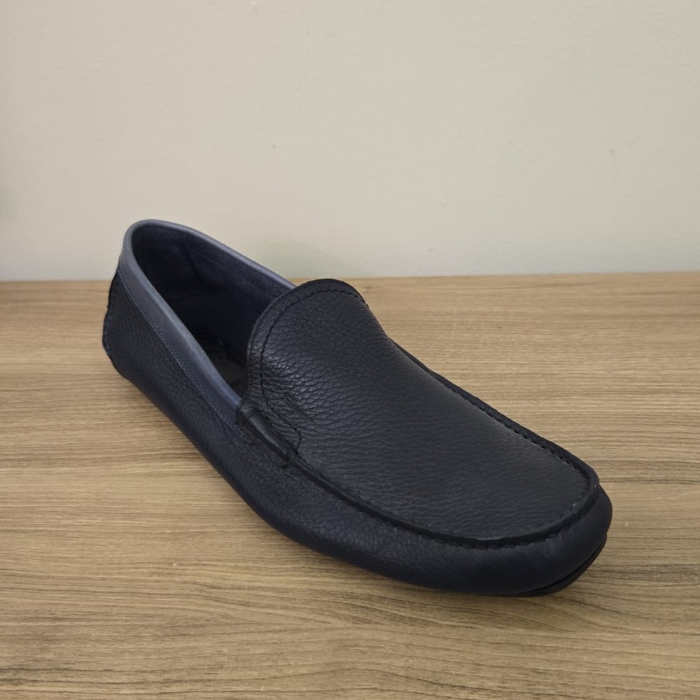 NEW Salvatore Ferragamo Leather Slip-On Loafers Drivers Shoes Navy Blue 8 EE